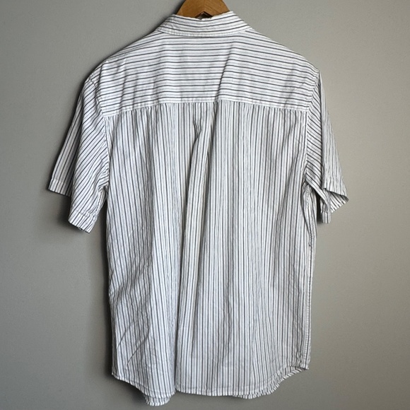 Levi's Vintage Orange Tab Men's Striped Short Sleeve Cotton Shirt White/Gray Lg - Picture 6 of 14